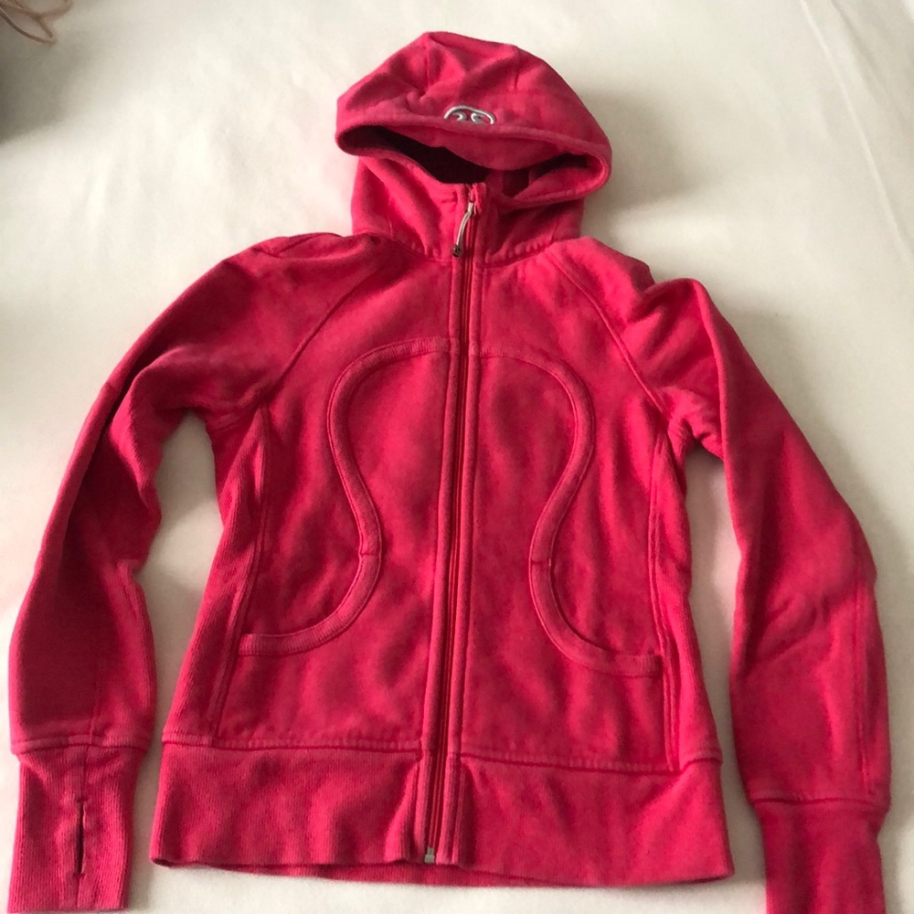 Lululemon pretty poppy red/pink scuba hoody sz 6